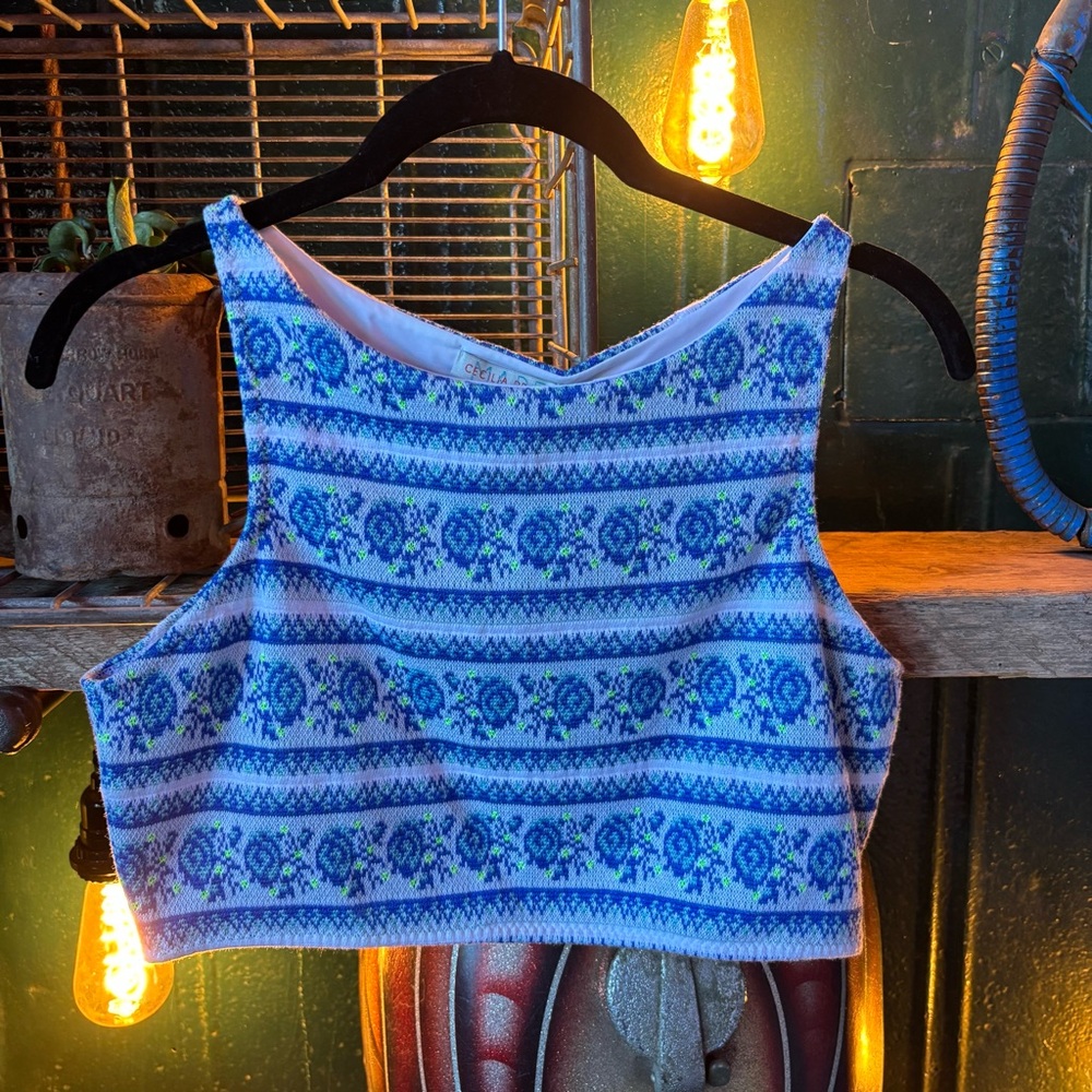 NWT Cecilia Prado Blue Patterned Women's Crop Topped